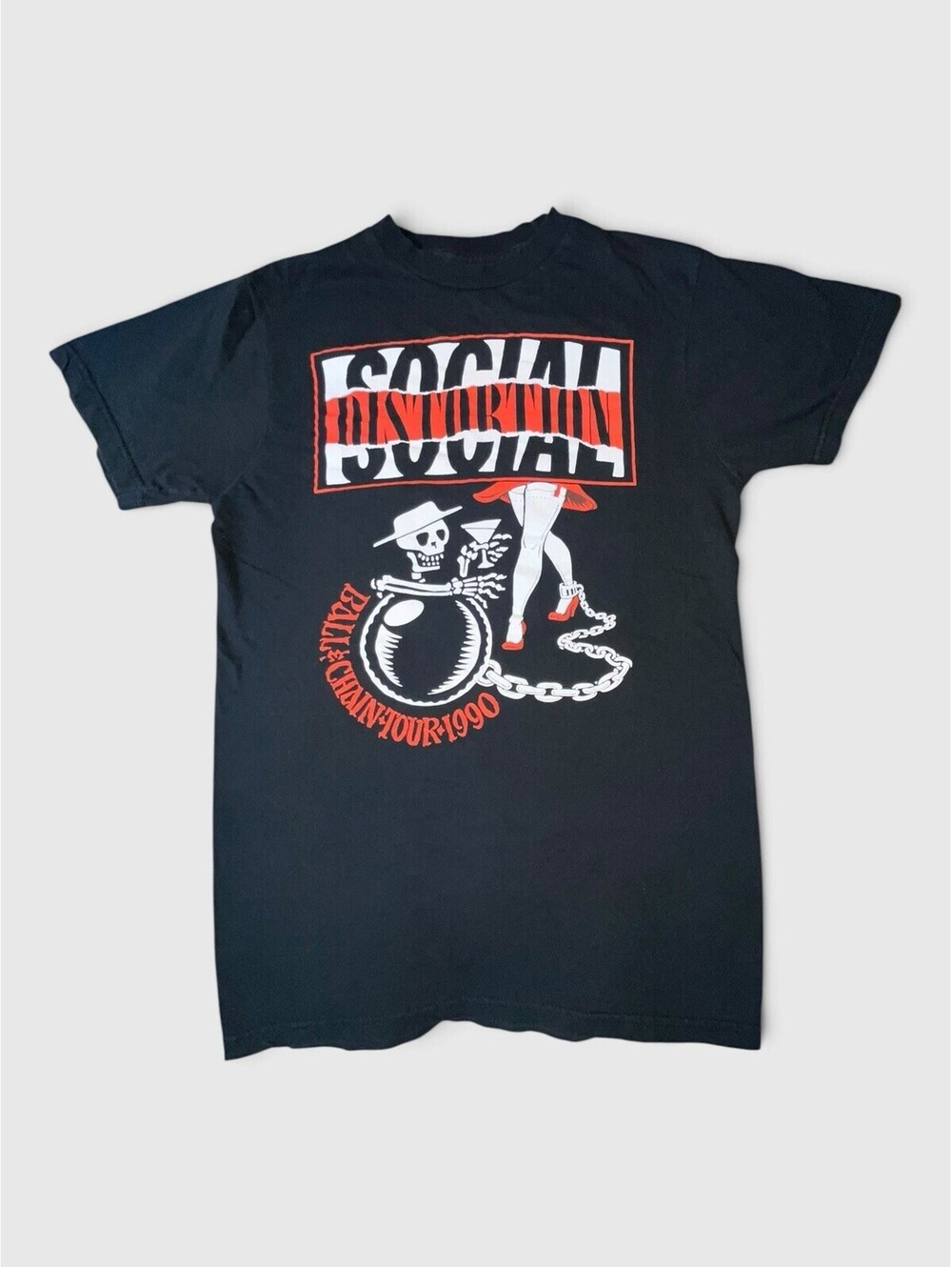 Social Distortion Ball & Chain 1990 Tour Graphic T-Shirt Black Men's Size S Punk
